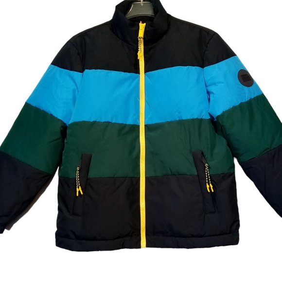 Tommy Hilfiger Colorblock Puffy Coat Men's Medium Primaloft Urban Prep B…
